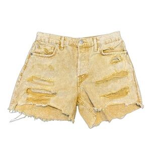 Free People We The Free yellow distressed boyfriend high waisted shorts S 25